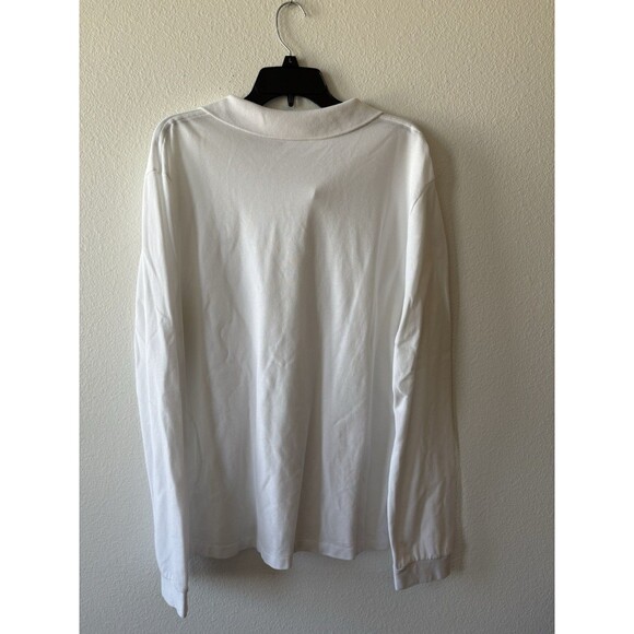 Lacoste Polo Shirt Mens XL White Logo Long Sleeve Size 6 Knit - Picture 5 of 6